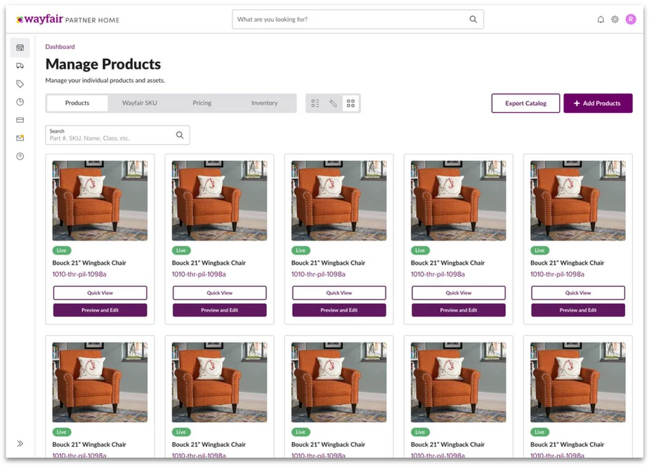 Partner Home Manage Products