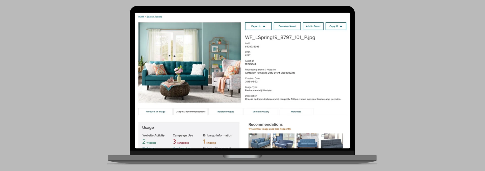 Wayfair Asset Management Tool
