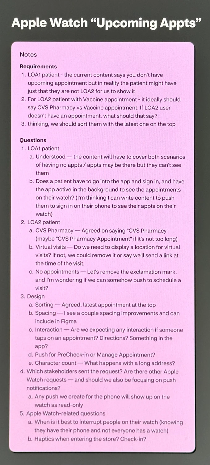 Requirements list