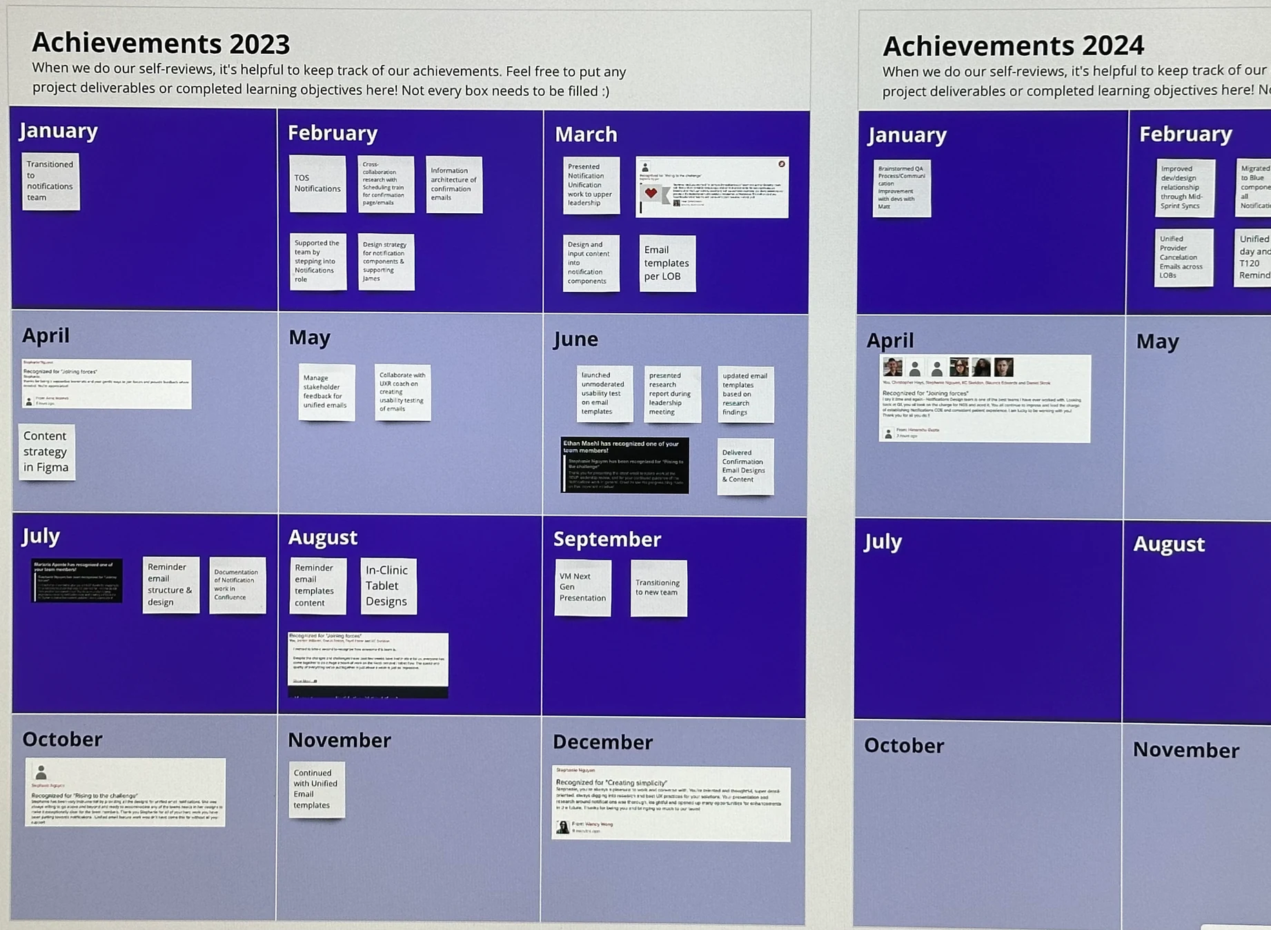 Achievement calendar