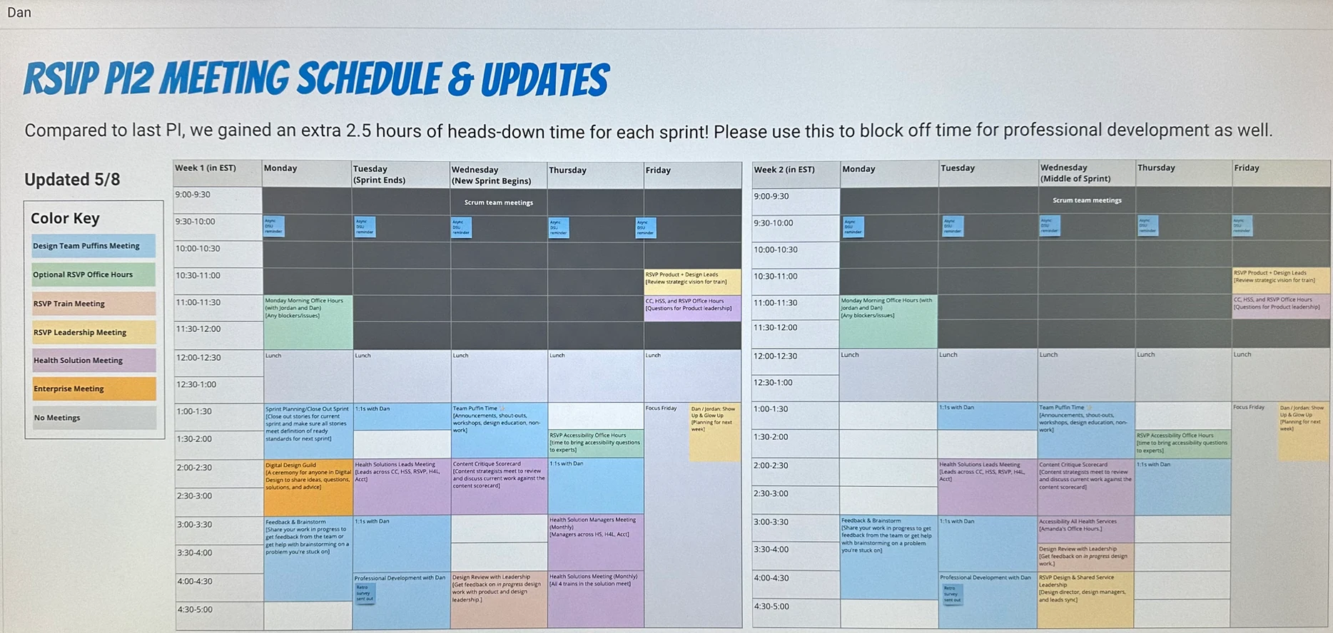 Updated meeting schedule