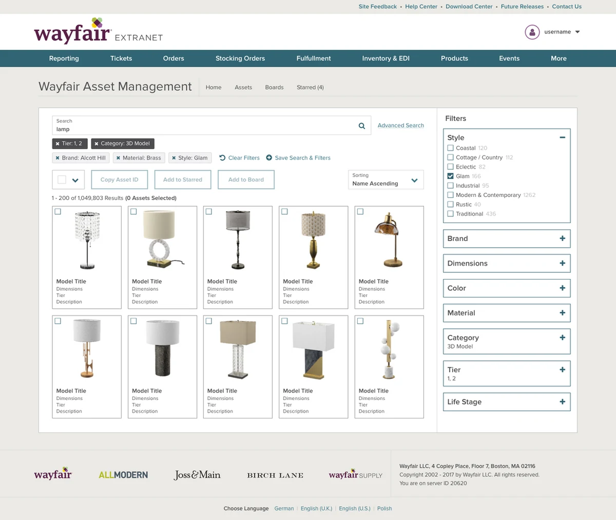Lamps search design