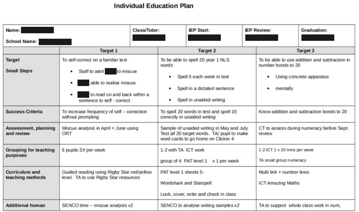 IEP example